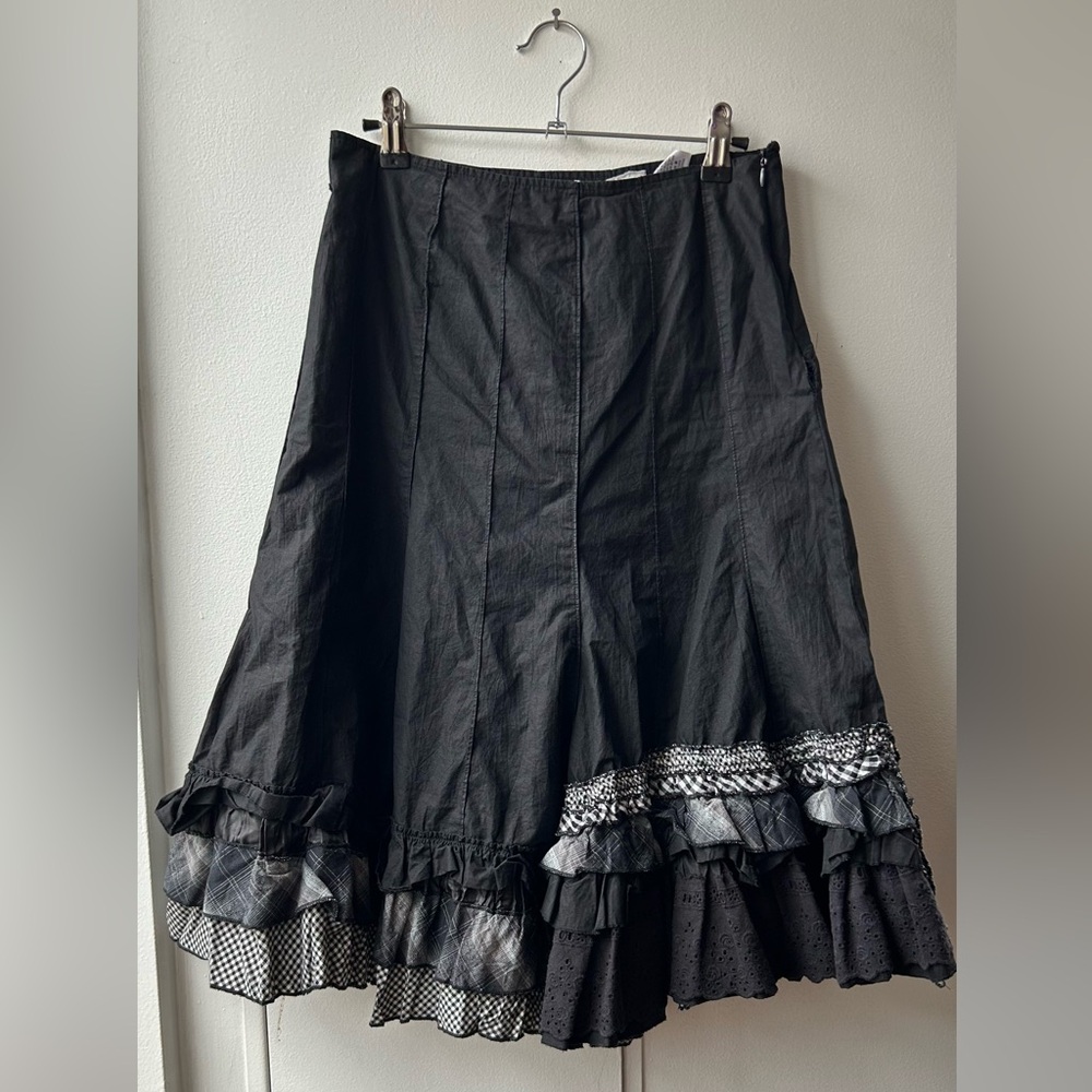 Cotton Black Tiered Womens Whimsygoth Skirt Size M Ruffles DAMAGE
